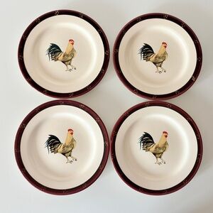 4 Vintage Farmer's Market 8” Old Farm House Side Plates Central Rooster England
